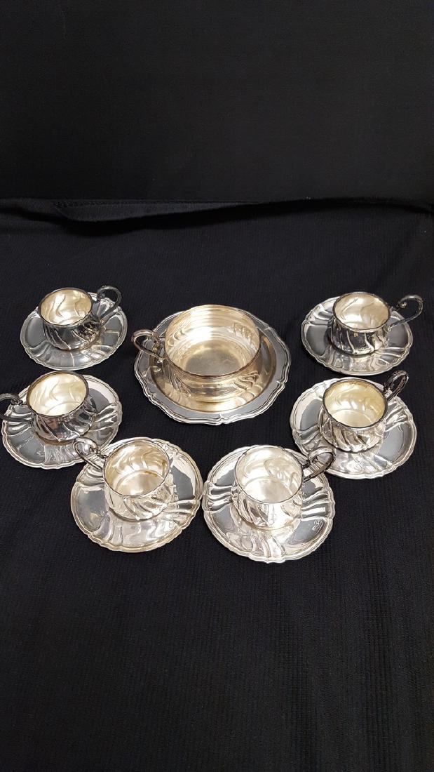 Lot of Seven Silver Cup and Saucers (1 of 7)