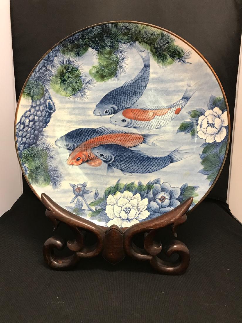 Large Japanese Signed Coi Fish Plate (1 of 6)