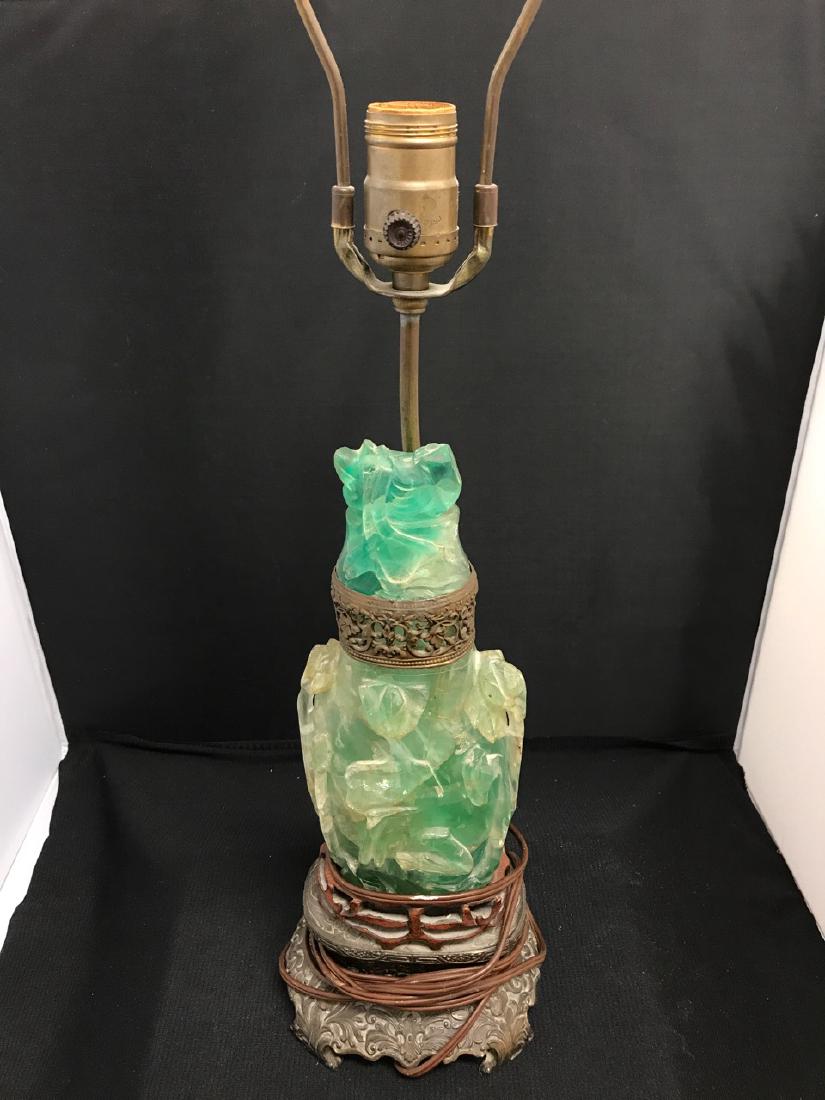 Chinese Art Deco Green Onyx Lamp (1 of 6)