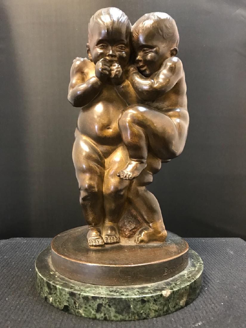 Rene Bertrand-Boutee Bronze Figure of Two Children (1 of 5)