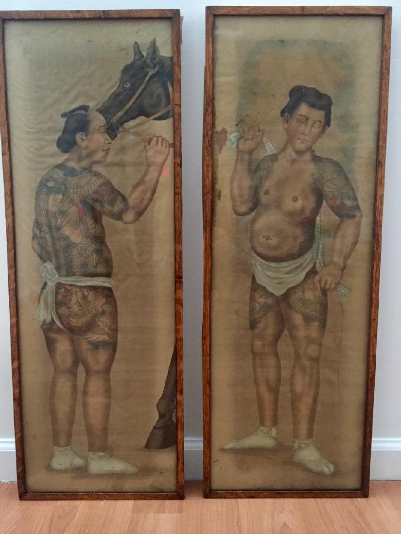 Pair of Rare 19th Century Ink on Silk Japanese (1 of 7)