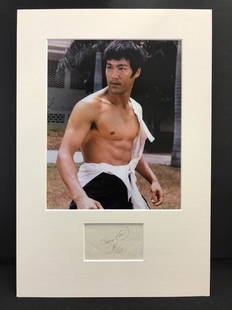 Bruce Lee Signature (Attribution): Bruce Lee Signature (Attribution), Image - 9 1/4'' H x 7 1/4'' W, Total - 15 3/4'' H x 10 3/4'' W (from English collection)