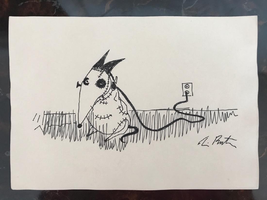 Tim Burton Signed Drawing Of Dog
