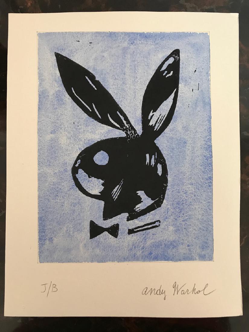 Andy Warhol Signed Watercolor of Playboy Bunny (1 of 4)