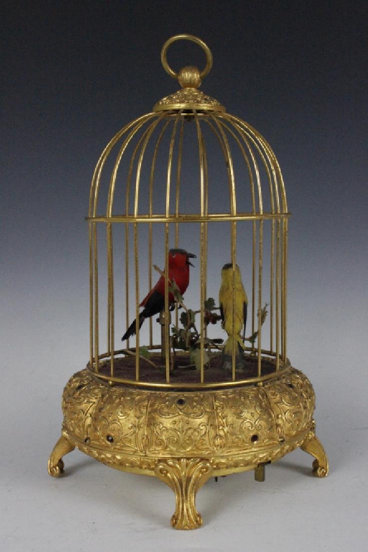 20th.c Bird Cage Music Box W Two Birds (1 of 9)