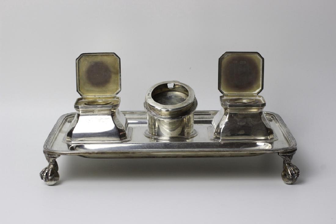 English Sterling Silver Inkwell Set W Watch Holder (1 of 12)