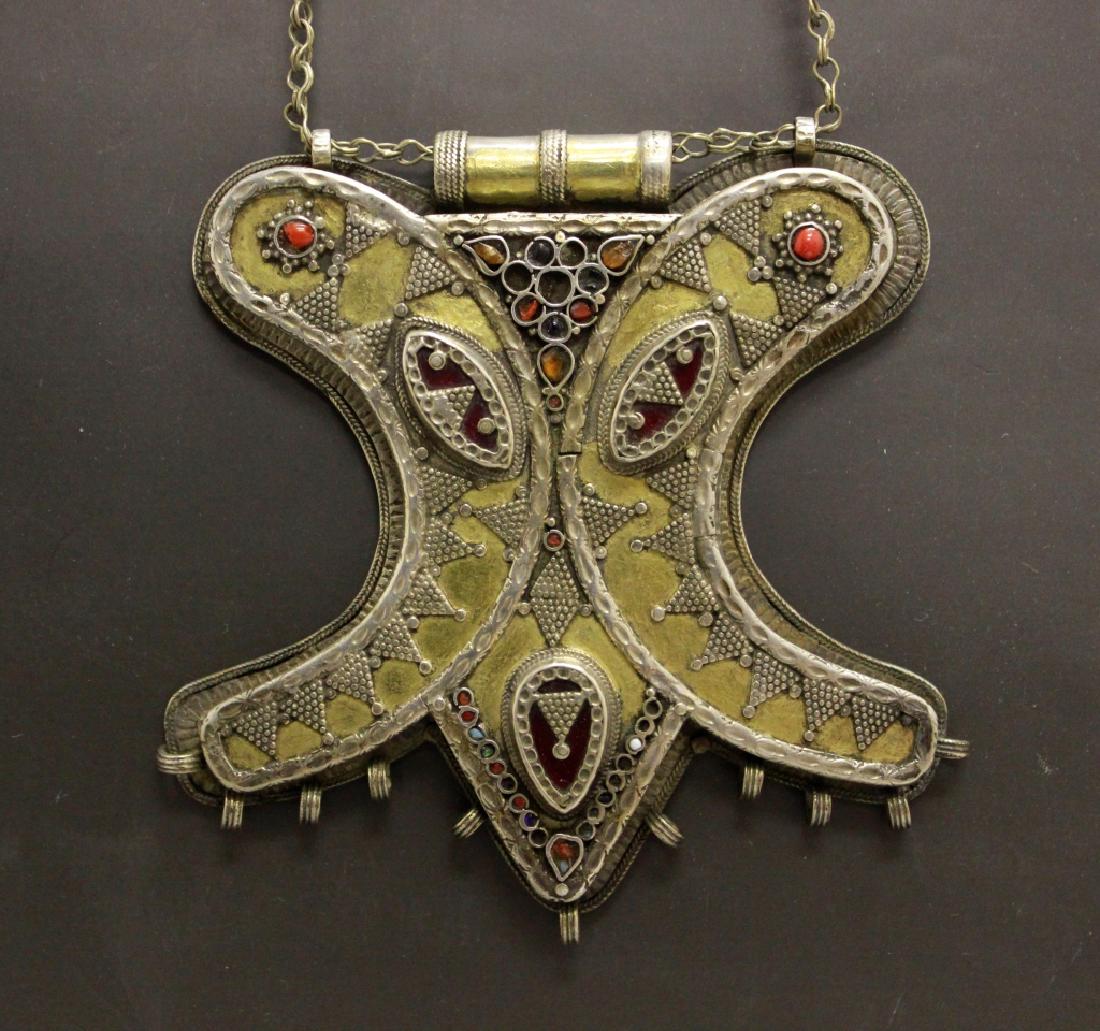 Unusual Large Turkman Silver & Gold Heavy Necklace (1 of 6)
