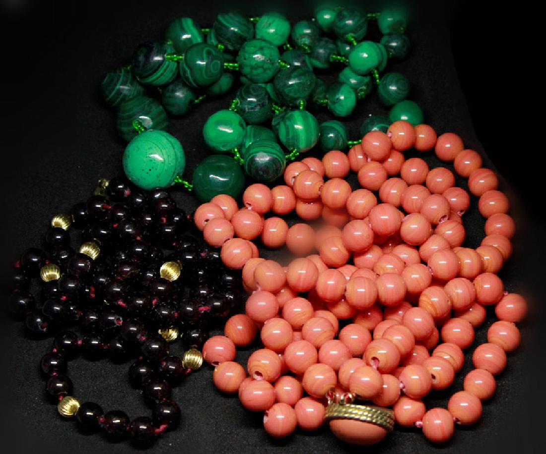 3  Necklaces (agate Malachite & Other) (1 of 6)