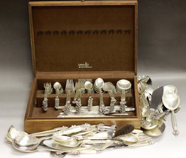 Georg Jensen Large Silver Cutlery Service for 12: Georg Jensen Large Silver Cutlery Service for 12 plus more items, Total of Approx. 160 pieces .From A Brooklyn Home