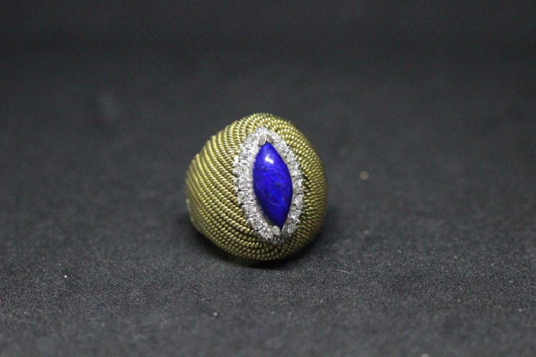 18k Gold Diamond And Lapis Ring (1 of 7)