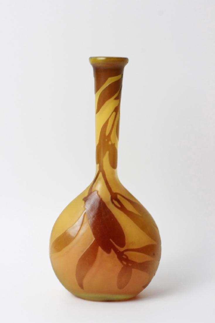 Unusual Galle Banjo Vase With Cicada: Unusual Galle Banjo Vase With Cicada Dimensions: 7"t From A Fine Hamptons Home