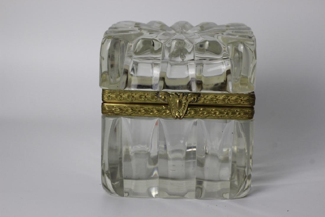Carved Glass Box Attributed To Baccarat: Carved Glass Box Attributed To Baccarat Dimensions: 4x4 From A Fine Hamptons Home
