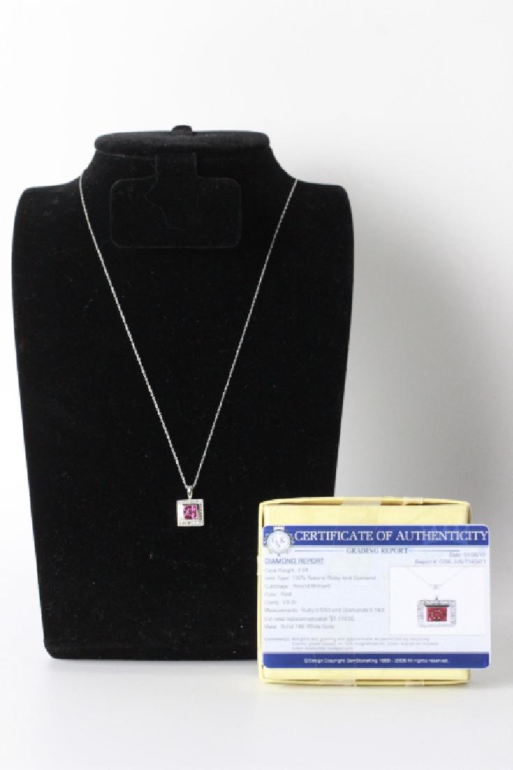 14k White Gold Natural Ruby/diamond Necklace (1 of 9)