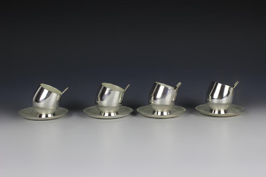 Set Of 4 Danish Silver Cups, Saucers And Spoons (1 of 10)