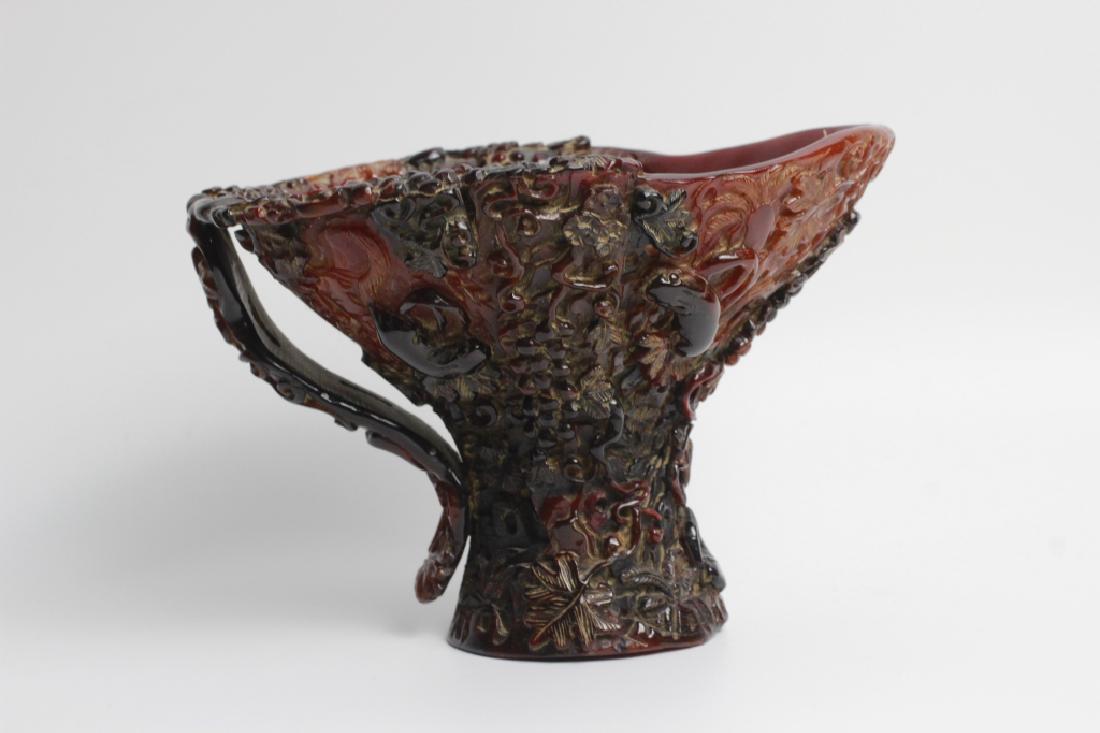 Chinese Horn Libation Cup Signed (1 of 9)