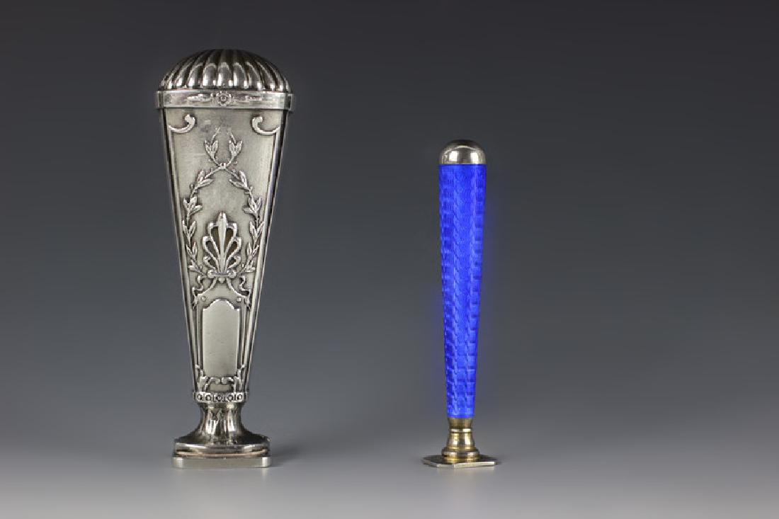 2 Silver Seals, 1 Enameled: 2 Silver Seals, 1 Enameled Dimensions: Large 2 1/2"l, Small 2 1/4"l From A Long Island Home