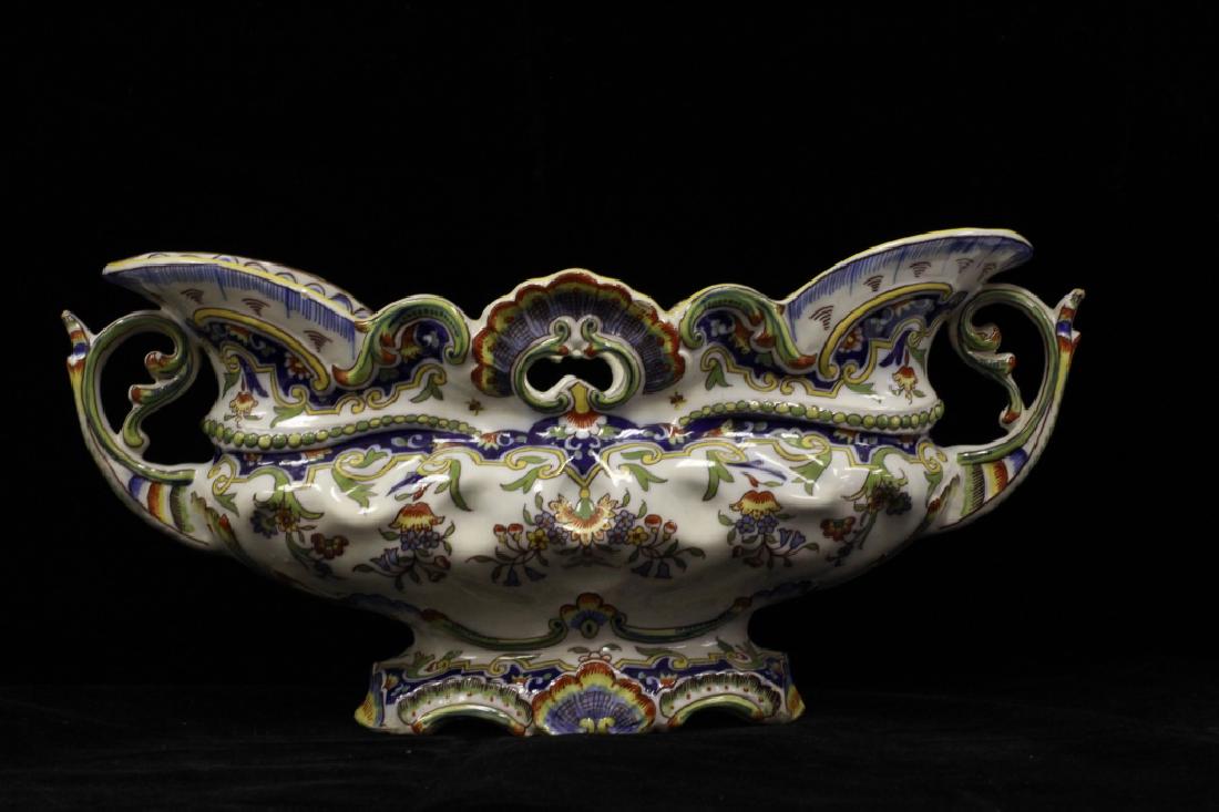 19thc. 2 Handled Porcelain Bowl Signed Rouien (1 of 10)