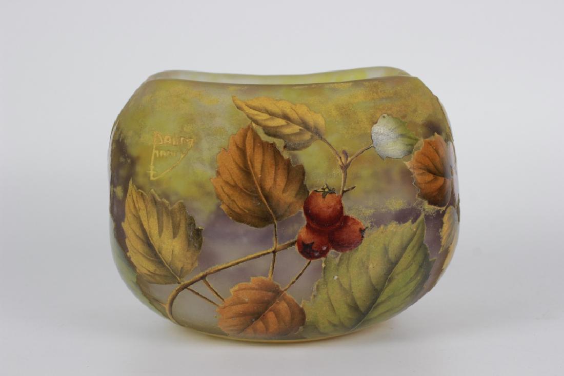 Daum Nancy Enameled Berry Cameo Glass Bowl: Daum Nancy Enameled Berry Cameo Glass Bowl, Signed Dimensions- H- 4" X W- 5 1/2' X L- 4 1/2' From A Park Avenue Town House