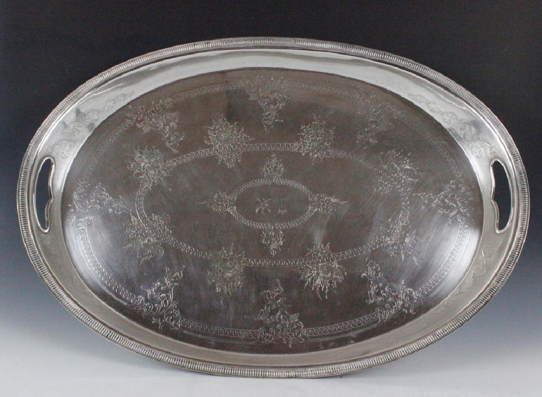 Large Old Silver Plate Tray (1 of 7)