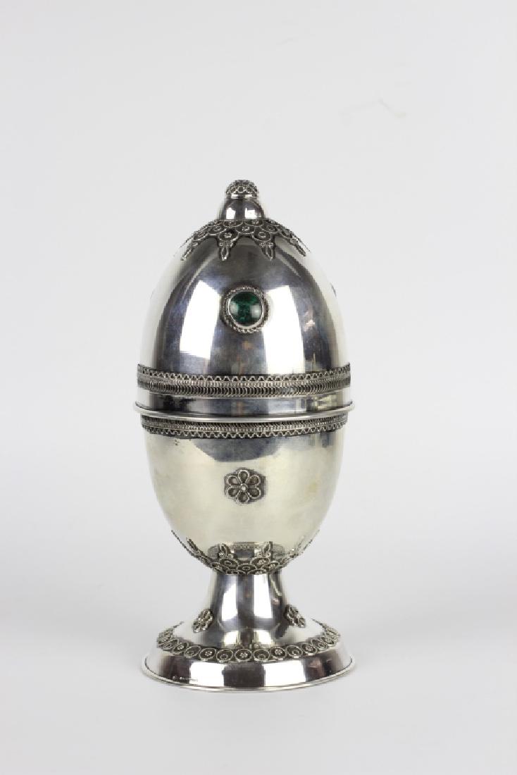 Judaica Sterling Silver Etrog Box W/ Malachite (1 of 16)