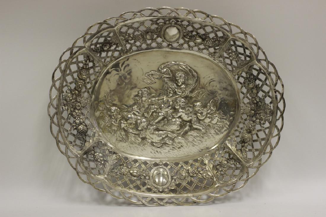Large 800 Silver Center Bowl W/ Open Work Figural (1 of 11)