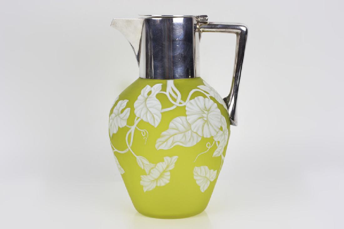 Webb Cameo Carved Metal Mounted Pitcher: Webb Cameo Carved Metal Mounted Pitcher. Dimensions- H- 7 1/2"