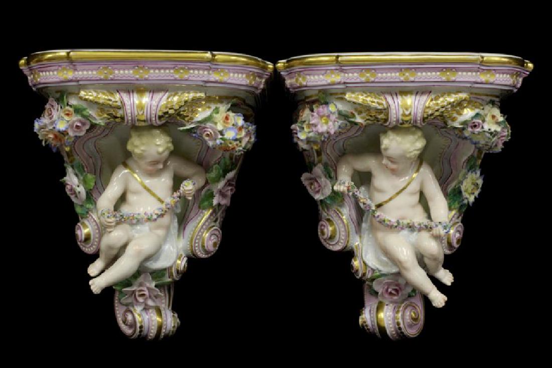 Pair of Early 20thc Figural Porcelain Shelves (1 of 19)