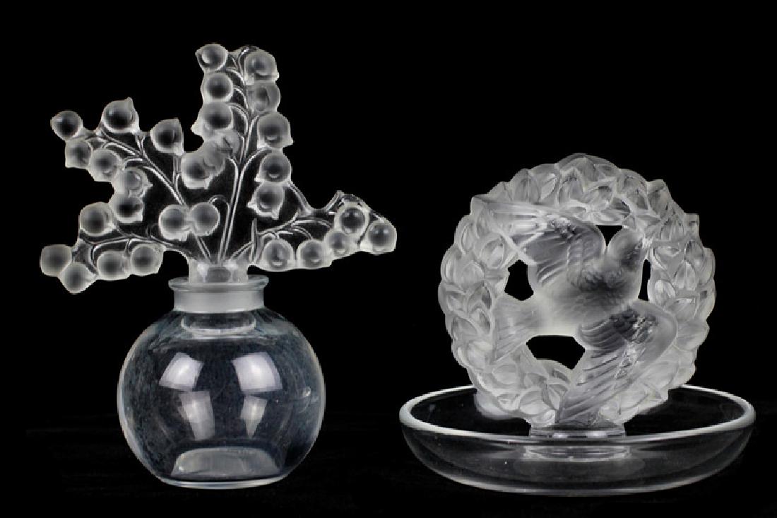 2 Lalique Items, 1 Perfume Bottle & 1 Pin Tray (1 of 9)