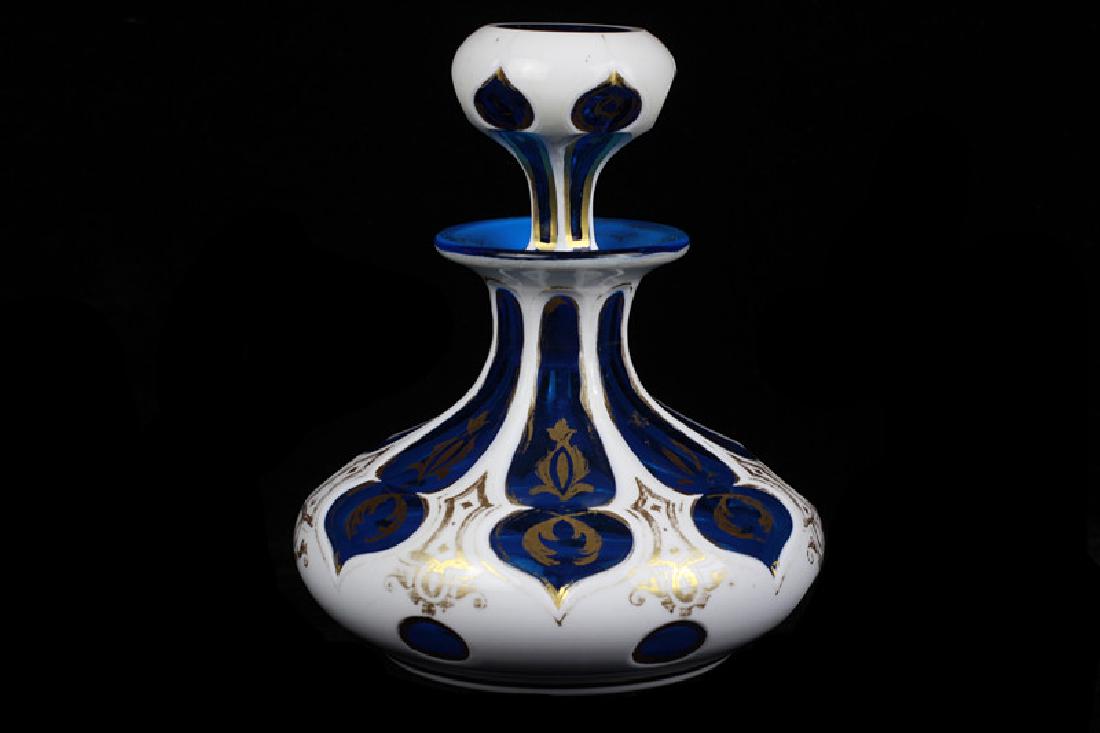 19thc Bohemian Blue Glass w/ White Overlay Perfume (1 of 9)