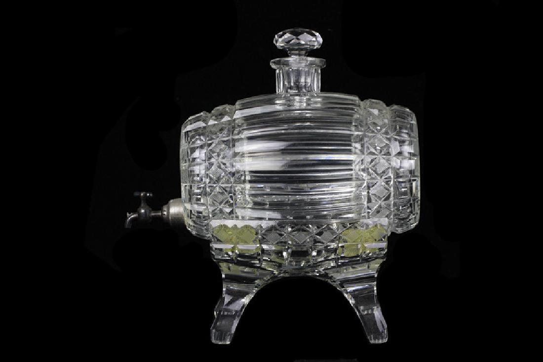Cut Crystal Barrel Shape Liquor Dispenser w/ Stand (1 of 6)