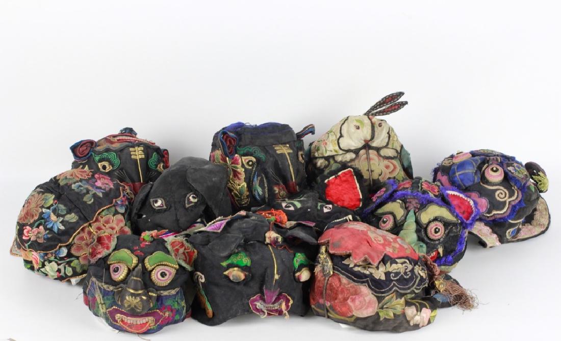 Rare Set of 11 Old Chinese Festival Hats (1 of 14)