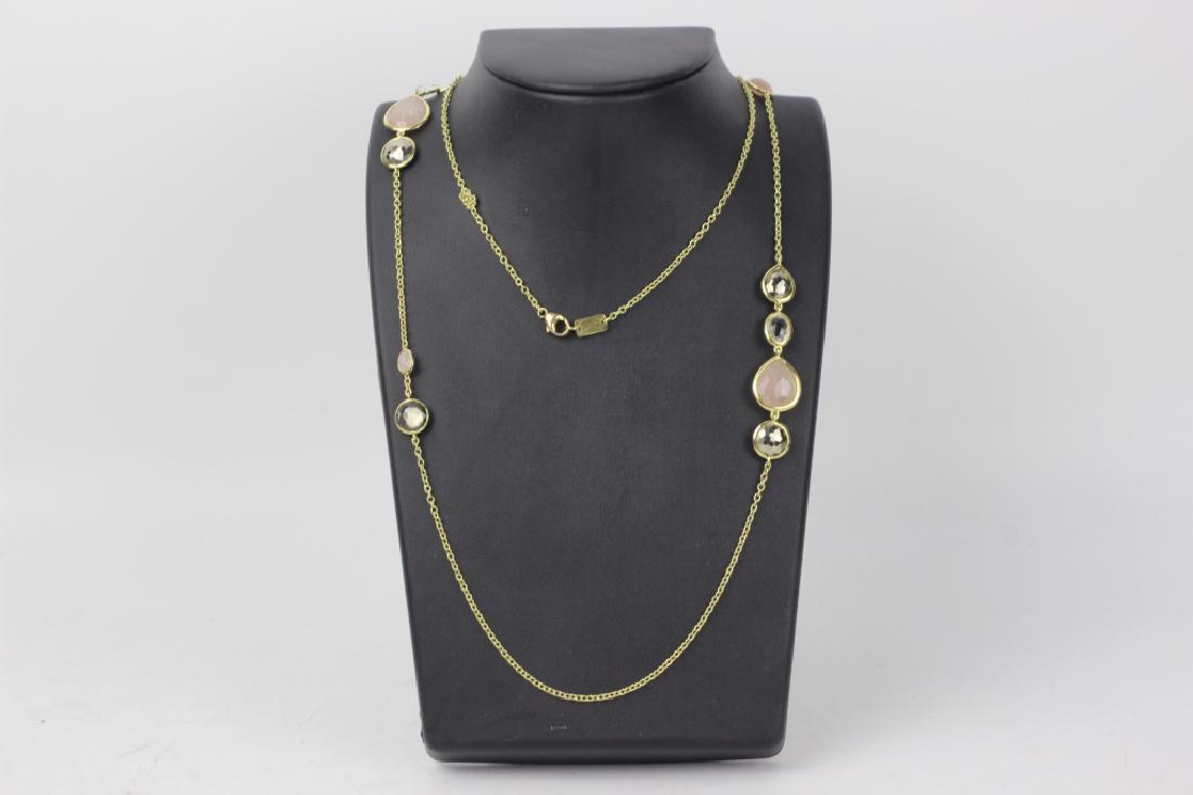 18k Gold Ippolita Long Chain w/ Precious Stones: 18k Gold Ippolita Long Chain w/ Precious Stones. Dimensions- L- 36". Total Weight- 25g. 16.1dwt.
