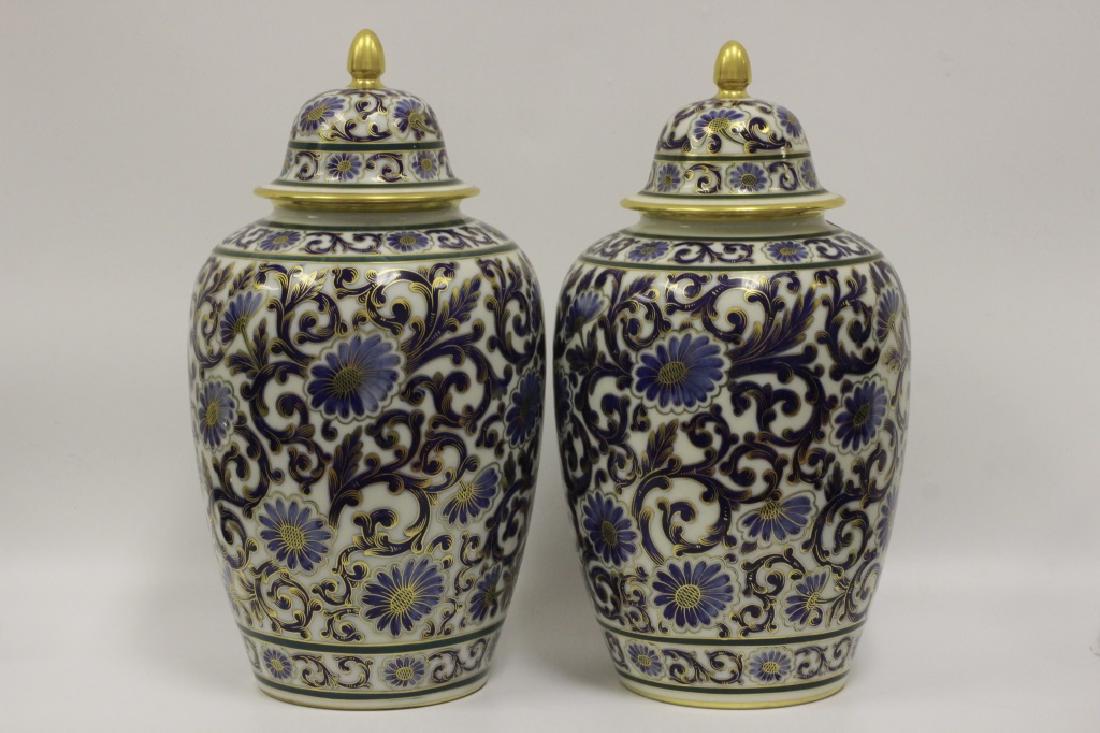 Two Limoges Porcelain Covered Jars, L. Bernardaud: Two Limoges Porcelain Covered Jars, L. Bernardaud. Total H-16.5" x Dia.-8.5"