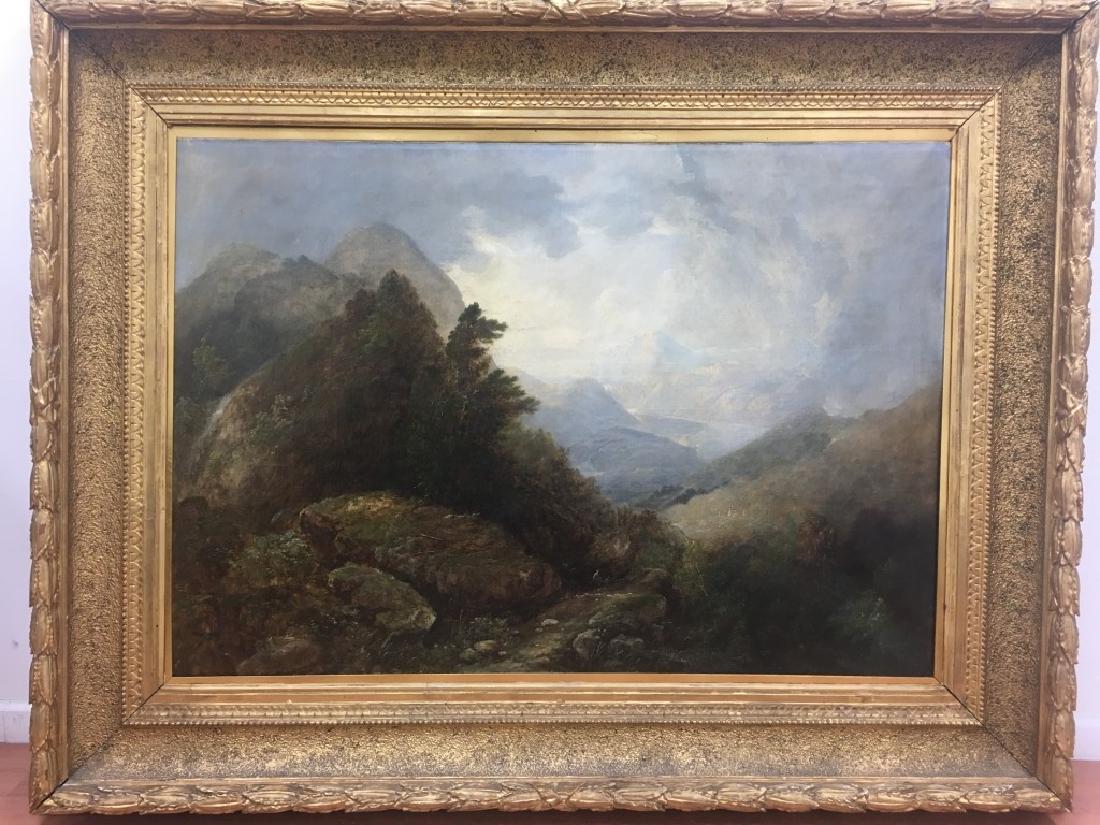 19C O/C Very Large Landscape of Mountain w/ River (1 of 6)
