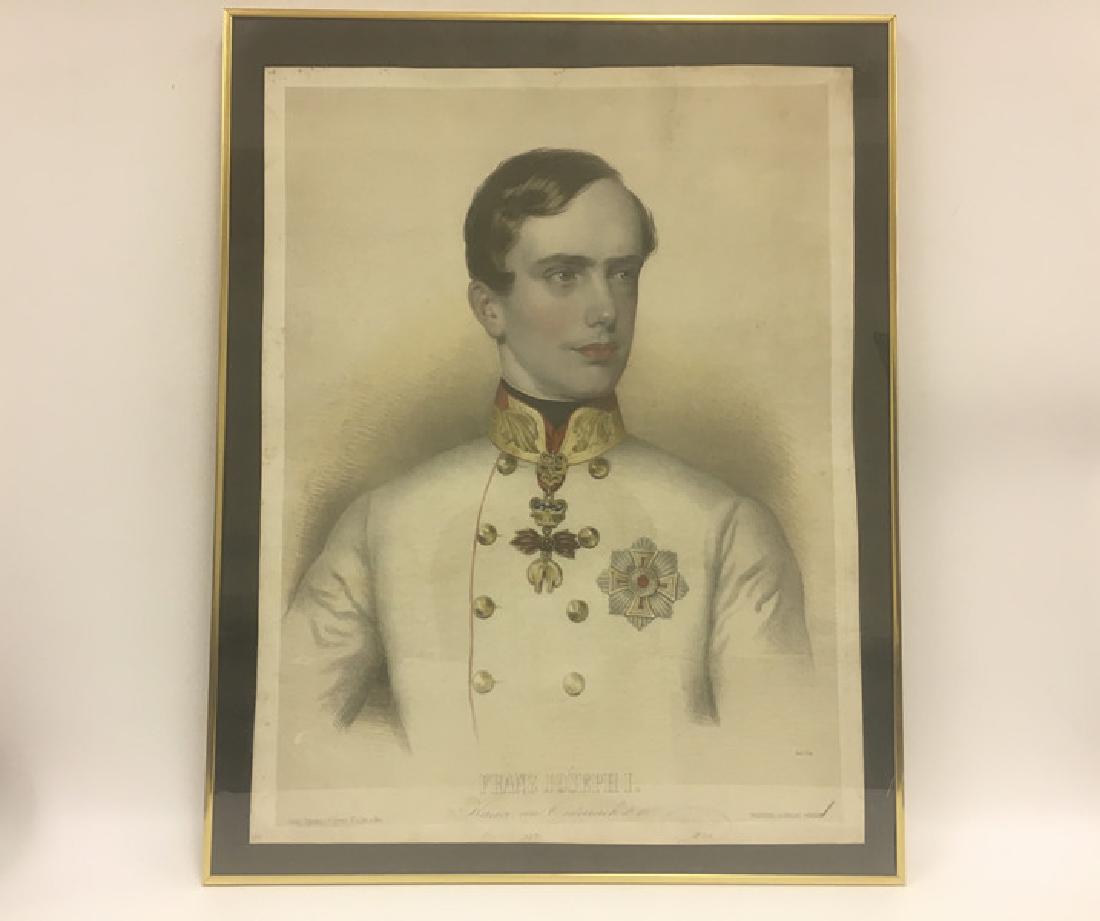 Early Dated & Numbered Print of Franz Joseph First: Early Dated & Numbered Print of Franz Joseph First by Gedr. B. J. Rauh Circa 1849. Dimensions w/out Frame- L-19.5" x W-25.5". Dimensions w/out Frame- L-22" x W-28".
