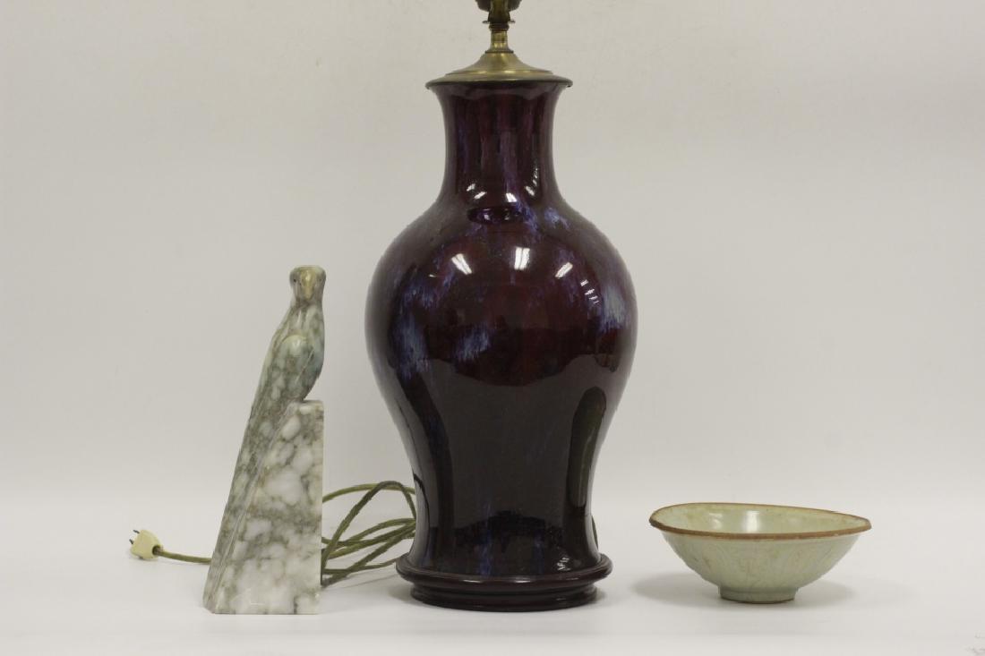 Chinese Vase Made into Lamp & Chinese Green Bowl (1 of 7)