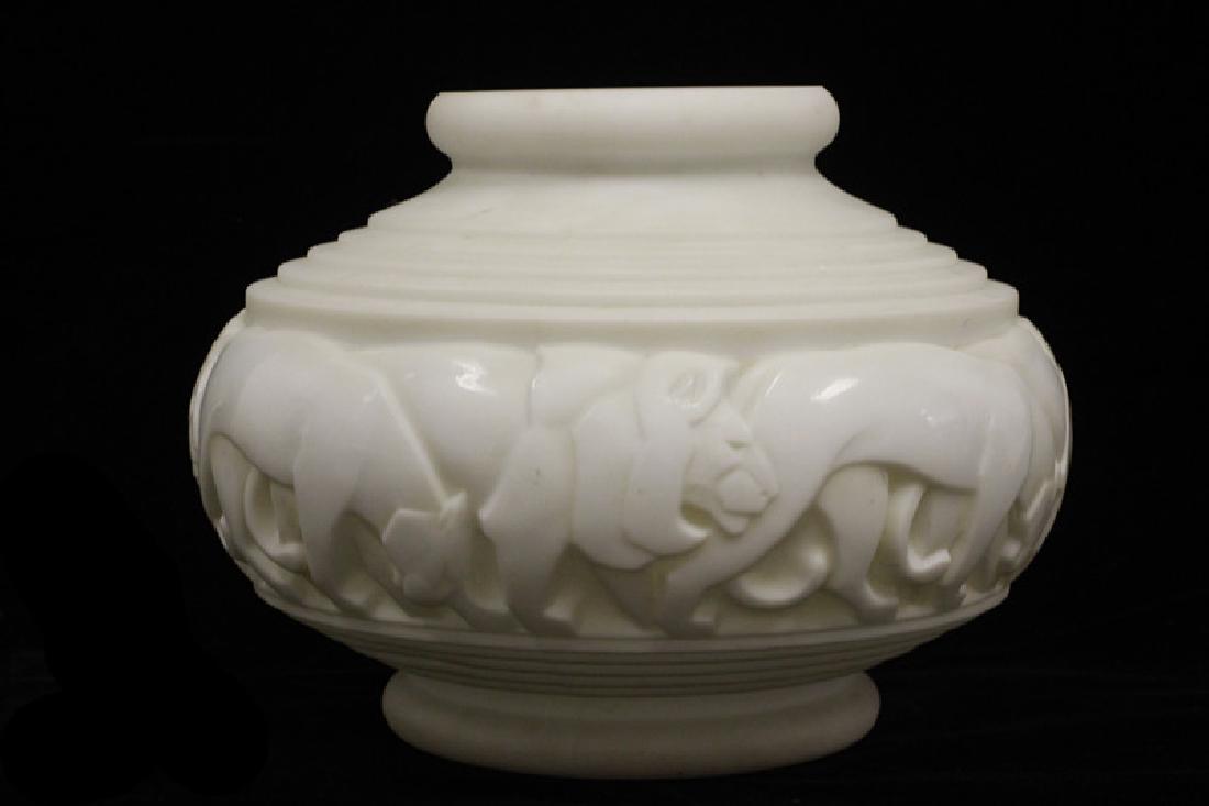 French Art Deco Pierre D' Avesn Glass Lions White (1 of 4)