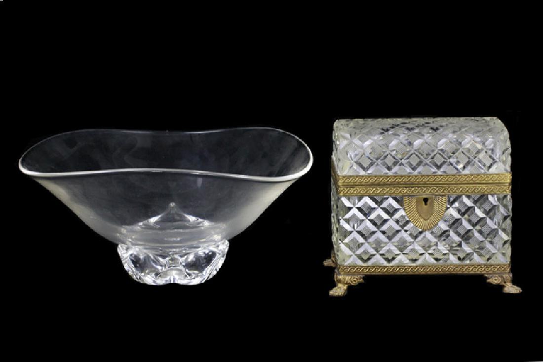 2 Glass Items Including Casket & Stueben Bowl (1 of 4)