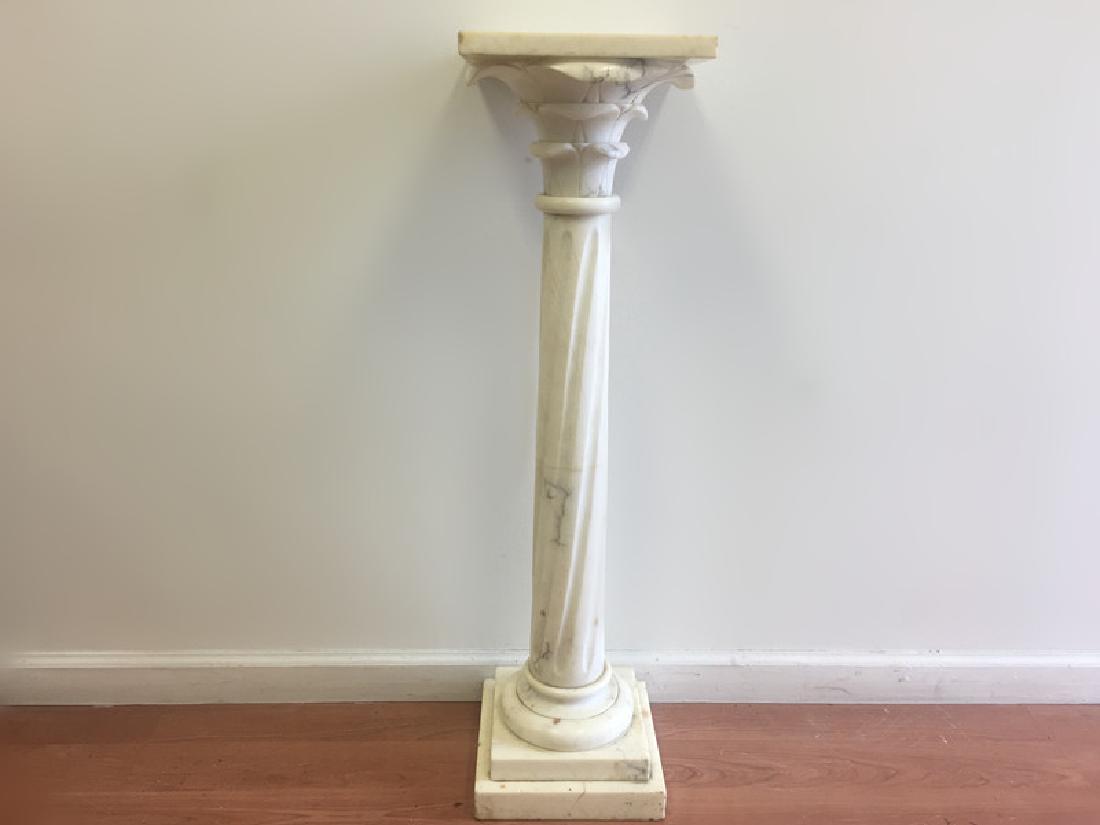 White Marble Swirl Pedestal. Neo-Classical (1 of 5)