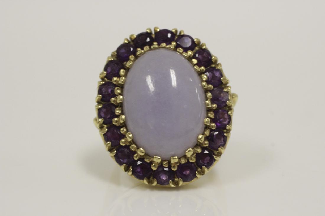 14 K Gold Ring Set w/ Large Lavender Jade (1 of 6)