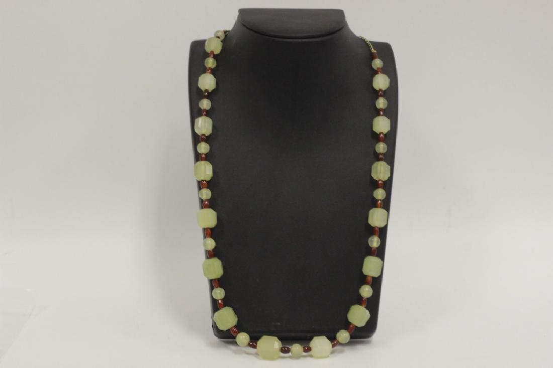 Antique Jade & Carnelian 10K Gold Mount Necklace (1 of 3)