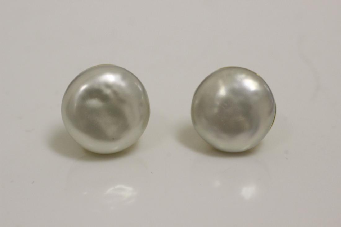 Tiffany & Co. 18K Gold Mounted Mabe Pearl Earrings (1 of 3)