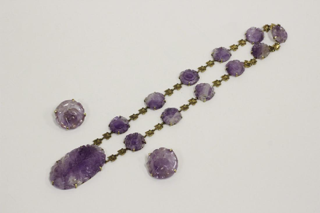 2pc 14K Gold & Amethyst Earrings & Necklace Set (1 of 5)
