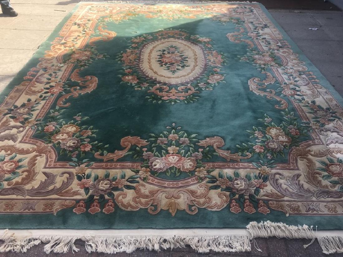 Sculptured Chinese Green Handmade Rug (1 of 9)