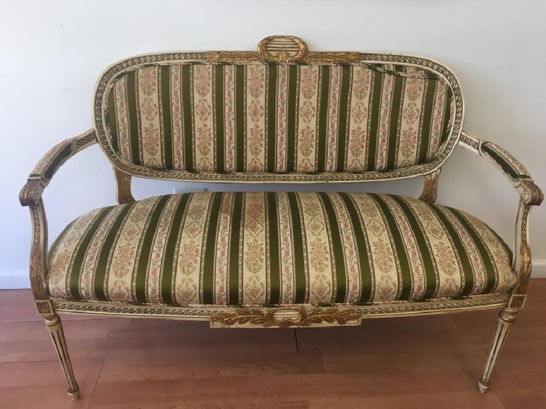 Wood Settee: Wood Settee. Dimensions- L-52".