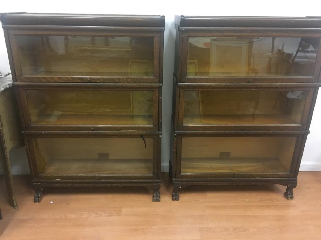 Pair Globe Wernicke Sectional Oak Stack Bookcases (1 of 1)