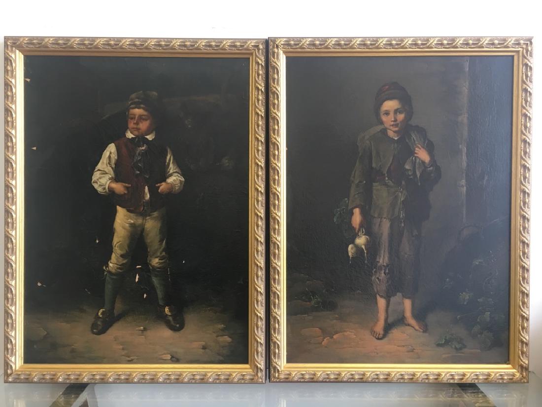 2 19thC O/C Paintings of Boys (1 of 7)