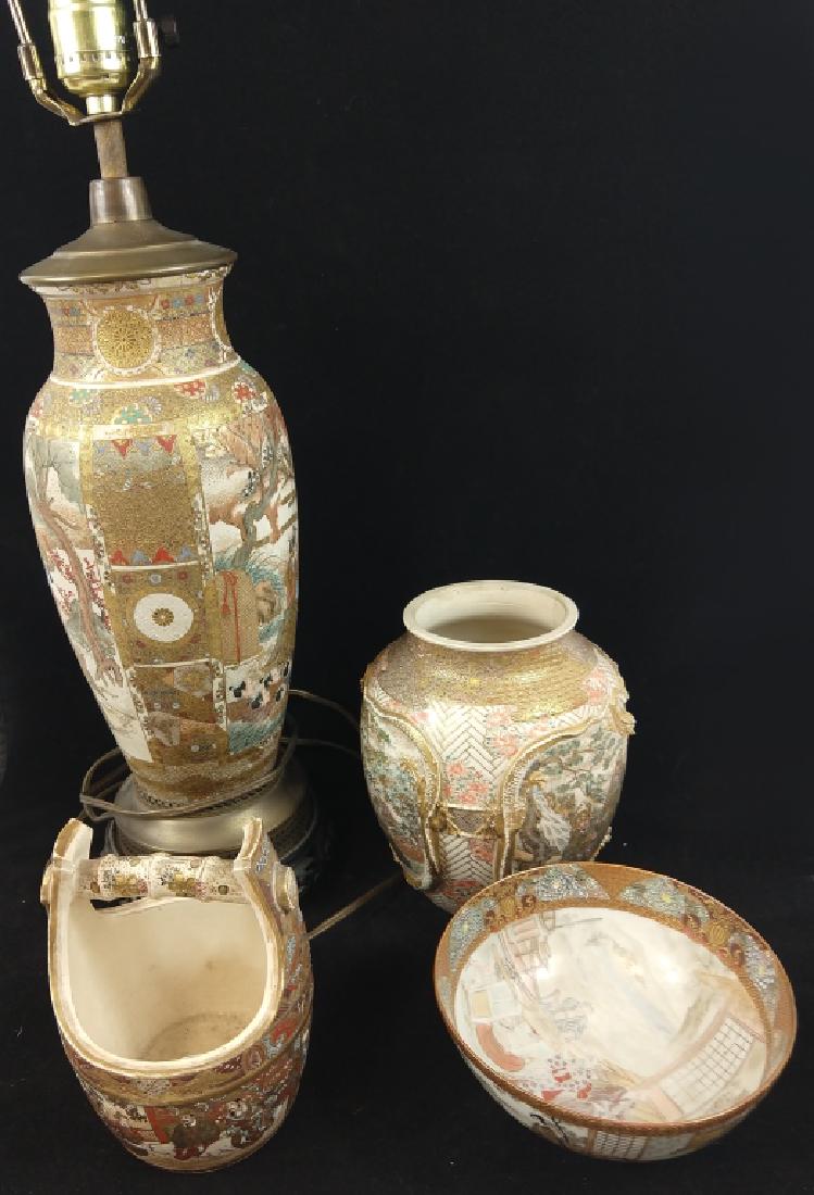 4pc Lot of Japanese Satsuma Items. Meiji Period (1 of 9)