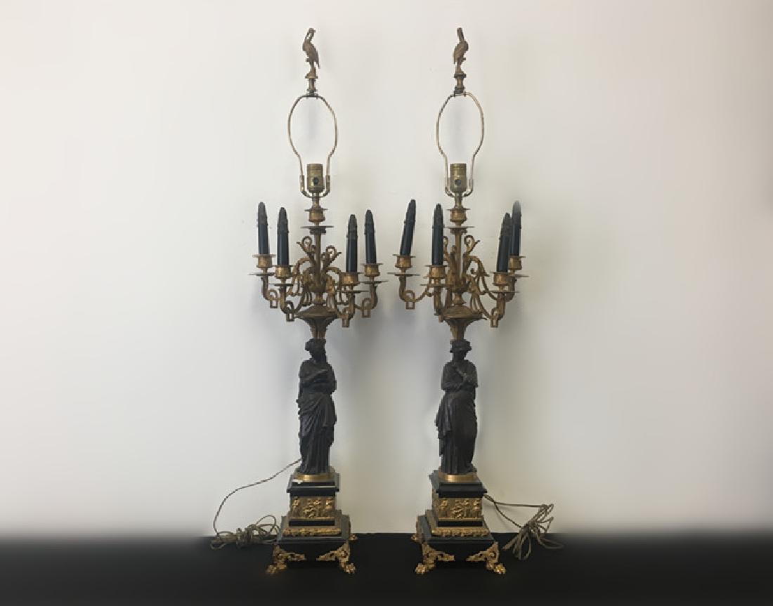 Pair Bronze & Marble Candelabras Jean Jules Salmon (1 of 6)