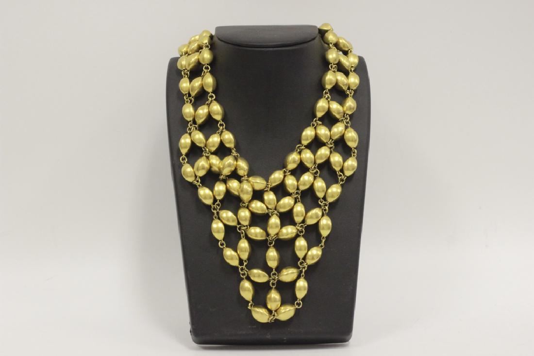 Gold Vintage Lattice Beaded Choker: Gold Vintage Lattice Beaded Choker. Dimensions- L- 17".